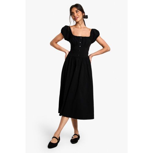 Robe Mi-Longue À Manches Bouffantes - 36 - boohoo - Modalova
