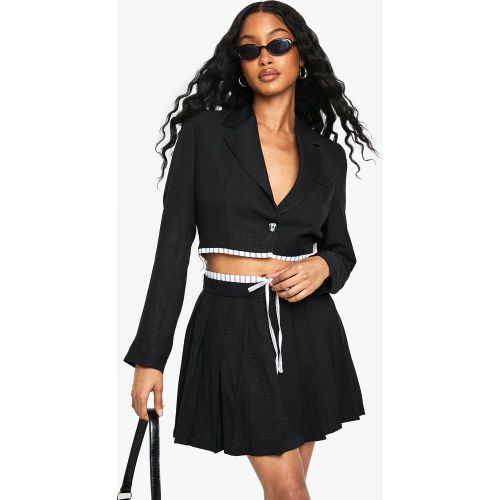 Blazer Court À Ourlets Contrastants - 40 - boohoo - Modalova