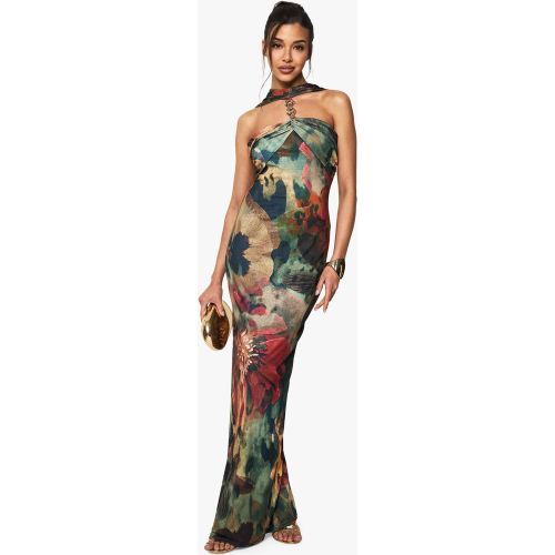 Robe Longue Fleurie À Dos Nu Et Chaîne - 36 - boohoo - Modalova