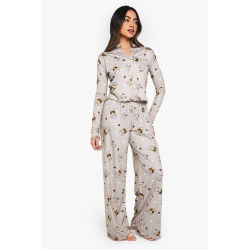 Ensemble De Pyjama Avec Top Boutonné Et Pantalon - 34 - boohoo - Modalova