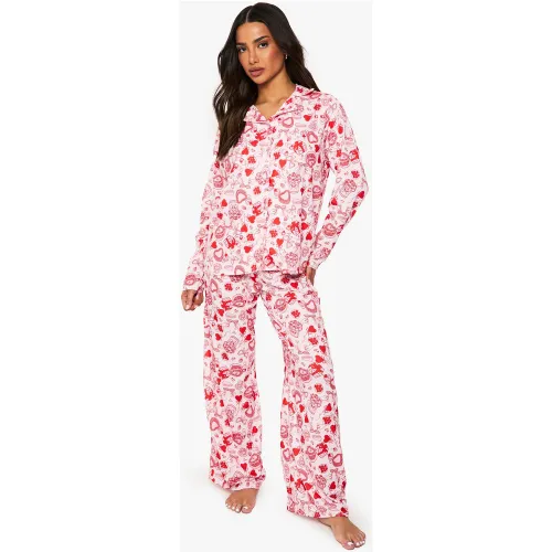 Petite" - Ensemble De Pyjama Imprimé Avec Chemise Et Pantalon - 34 - boohoo - Modalova