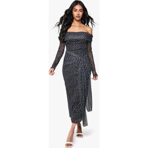 Robe Longue Nouée À Col Bateau Et Imprimé Pois - 36 - boohoo - Modalova