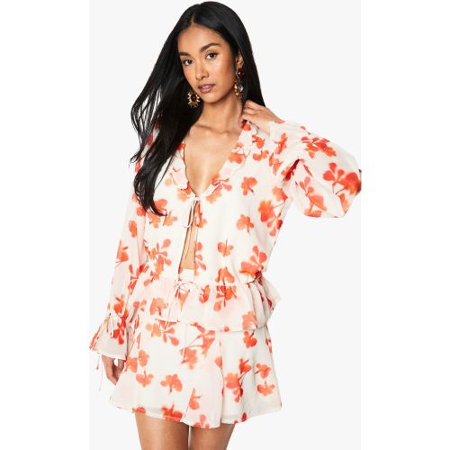 Blouse Fleurie À Volants - 34 - boohoo - Modalova