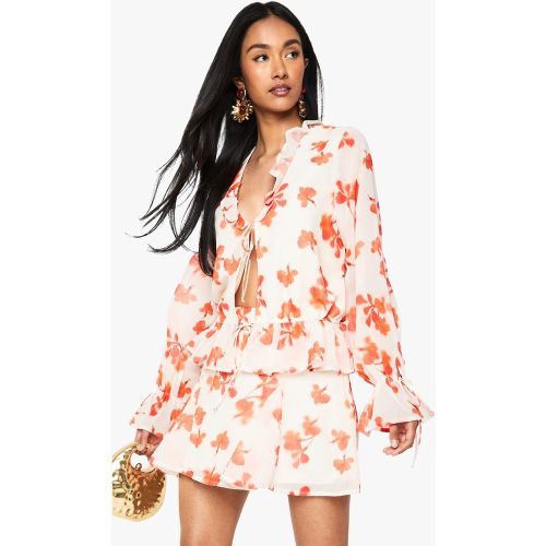 Mini-Jupe Fleurie En Mousseline De Soie - 34 - boohoo - Modalova