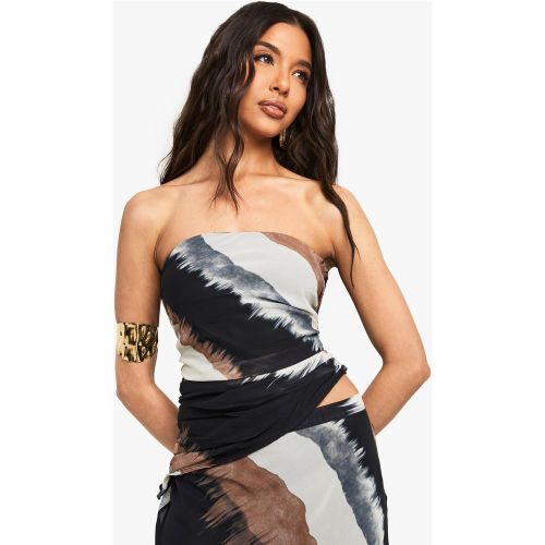 Top Bandeau Rayé En Mousseline De Soie - 34 - boohoo - Modalova