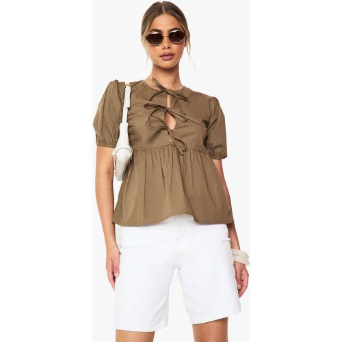 Top Volanté Noué En Coton - 34 - boohoo - Modalova