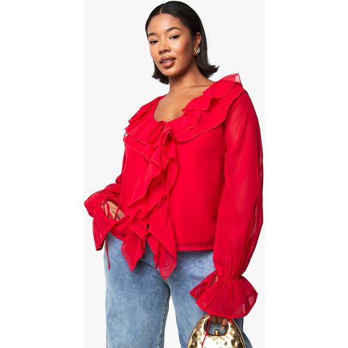 Grande Taille - Blouse Volantée Nouée - 44 - boohoo - Modalova