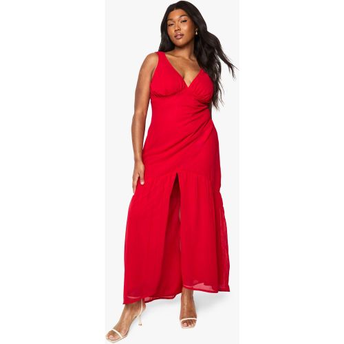Grande Taille - Robe Bustier Longue En Mousseline De Soie - 44 - boohoo - Modalova