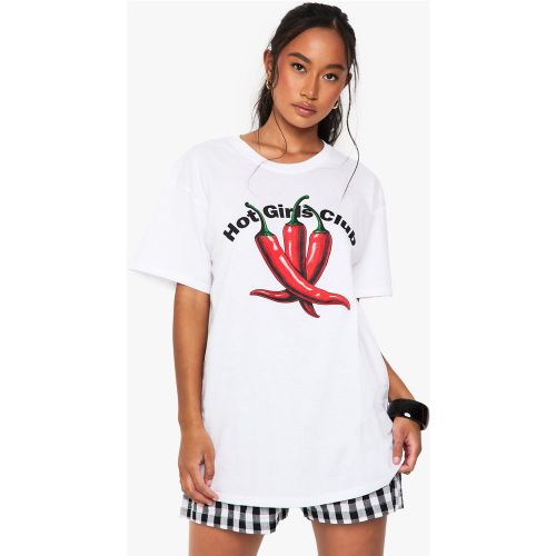 T-Shirt Oversize Imprimé Hot Girls - S - boohoo - Modalova