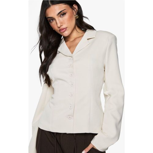 Veste Habillée À Bouton Contrastant - Blanc Écru - 34, Blanc Écru - boohoo - Modalova