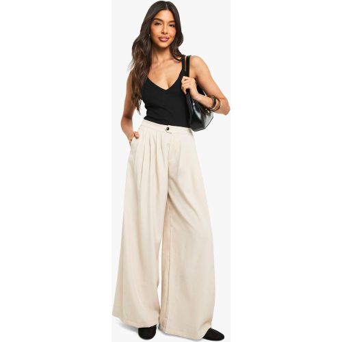 Pantalon Large Plissé - Blanc Écru - 34, Blanc Écru - boohoo - Modalova