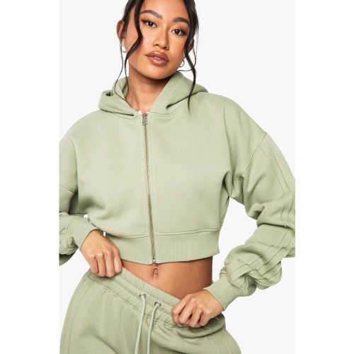 Sweat À Capuche Court Zippé À Coutures Apparentes - S - boohoo - Modalova