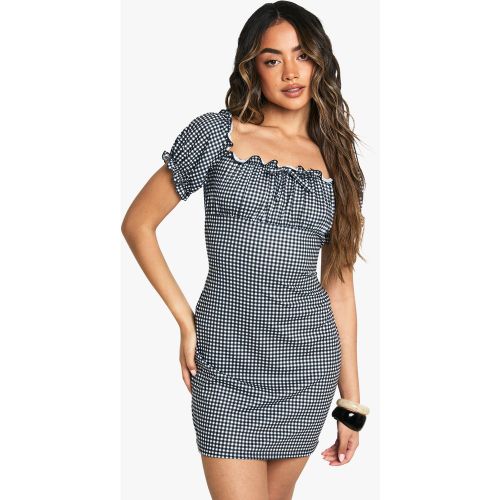 Robe Babydoll À Manches Bouffantes Et Carreaux - 36 - boohoo - Modalova