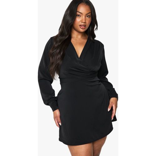 Grande Taille - Robe Patineuse Portefeuille - 44 - boohoo - Modalova