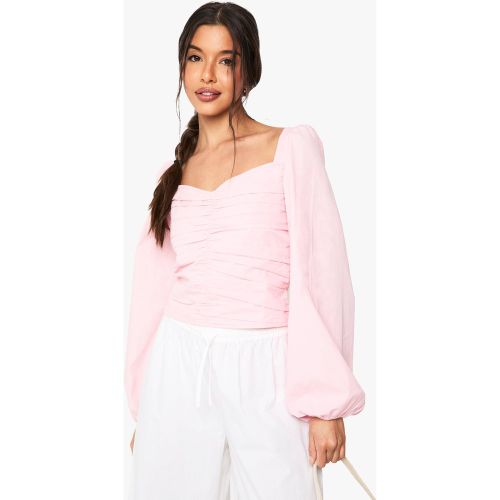 Blouse Froncée En Popeline À Volants - 34 - boohoo - Modalova
