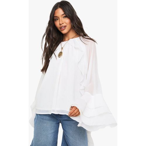 Blouse En Mousseline De Soie À Volants - 34 - boohoo - Modalova