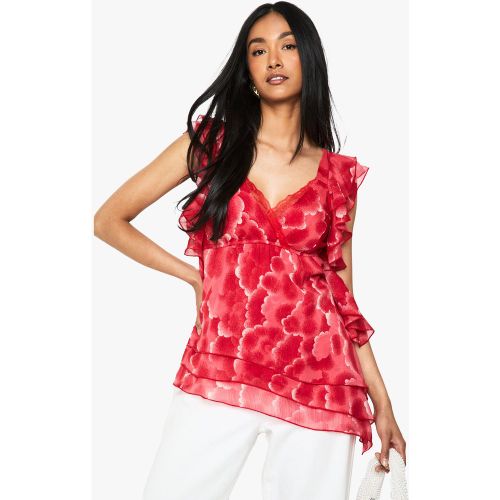 Blouse Fleurie À Volants - 34 - boohoo - Modalova