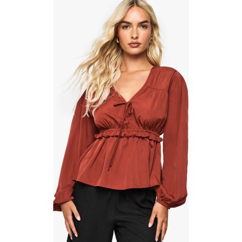 Blouse Péplum Nouée Tissée - 34 - boohoo - Modalova