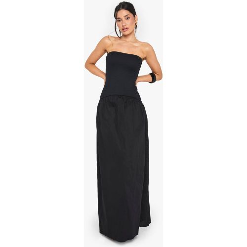 Tall" Jersey Rib Cotton Mix Dropped Waist Bandeau Maxi Dress - 40 - boohoo - Modalova