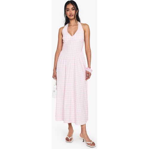 Robe Mi-Longue À Décolleté Plongeant Et Motif Vichy - 36 - boohoo - Modalova
