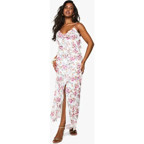 Robe Longue Fleurie À Volants - 36 - boohoo - Modalova