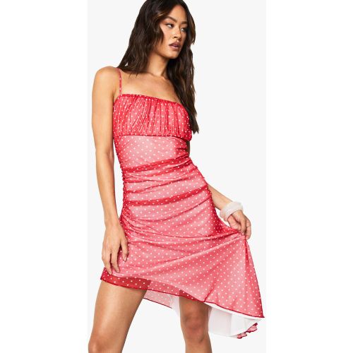 Tall" - Robe Courte Asymétrique En Mesh À Pois - 36 - boohoo - Modalova