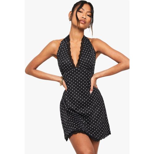Robe Courte À Pois Et Dentelle - 36 - boohoo - Modalova