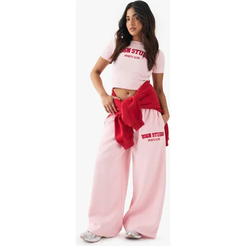 Petite" - Jogging Droit À Slogan - S - boohoo - Modalova
