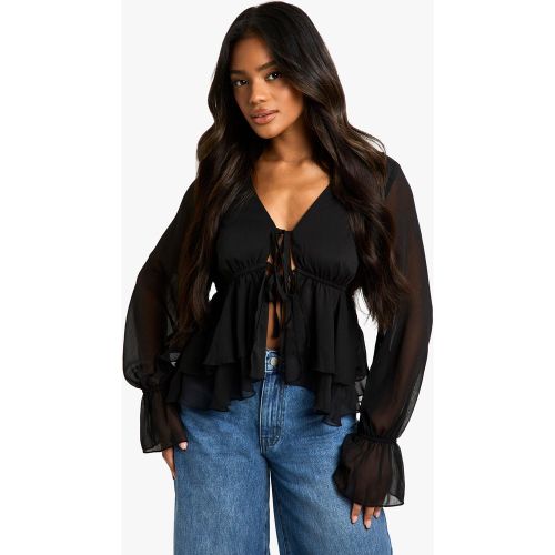Blouse Volantée À Manches Évasées - 38 - boohoo - Modalova