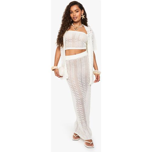 Ensemble Oversize En Crochet Avec Top Bandeau Et Jupe Longue - S - boohoo - Modalova