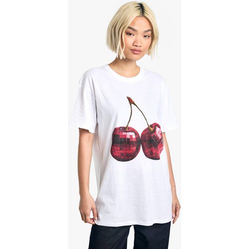 T-Shirt Oversize À Imprimé Disco Cherry - L - boohoo - Modalova