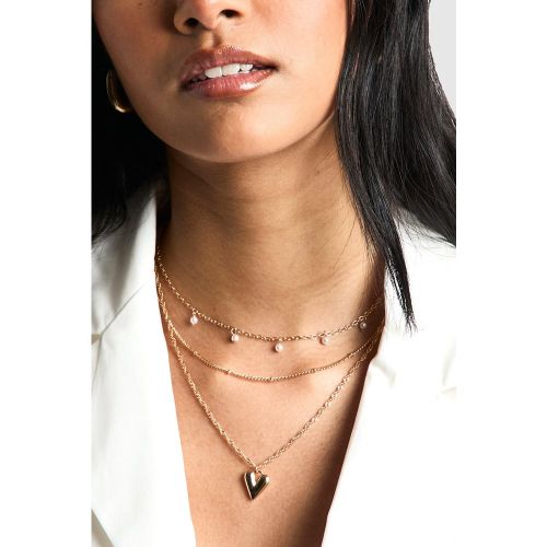 Collier À Chaînes Multiples Et Cœur - One Size - boohoo - Modalova