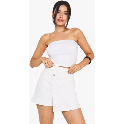 Tall" - Jupe-Short En Jean - Blanc Écru - 38, Blanc Écru - boohoo - Modalova