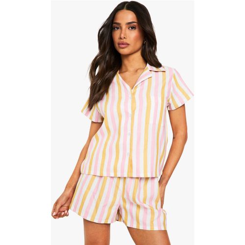 Petite" - Ensemble De Pyjama Rayé Avec Short - 36 - boohoo - Modalova