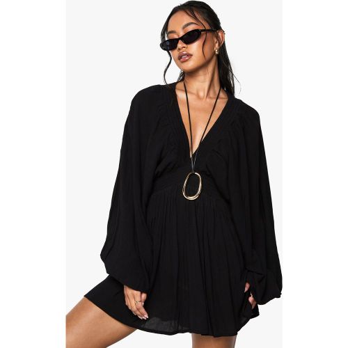 Robe Courte À Manches Longues Et Décolleté Plongeant - 36 - boohoo - Modalova