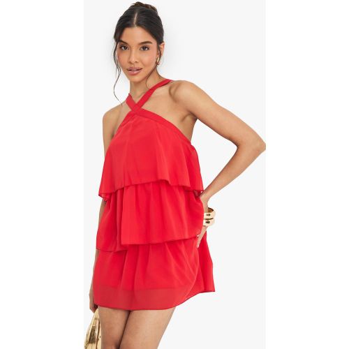 Robe Courte En Mousseline De Soie À Dos Nu - 36 - boohoo - Modalova