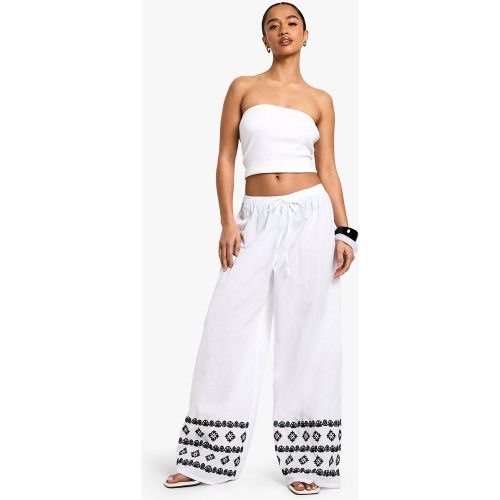 Petite" - Pantalon Large À Broderies - 34 - boohoo - Modalova