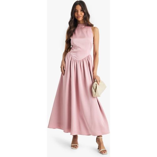 Robe Mi-Longue Premium Satinée À Col Montant - 36 - boohoo - Modalova