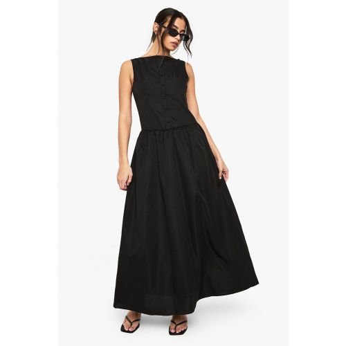 Robe Longue Boutonnée À Col Ouvert - 36 - boohoo - Modalova