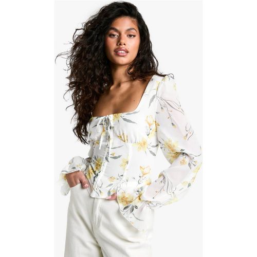 Top Champêtre Fleuri En Mousseline De Soie - 34 - boohoo - Modalova