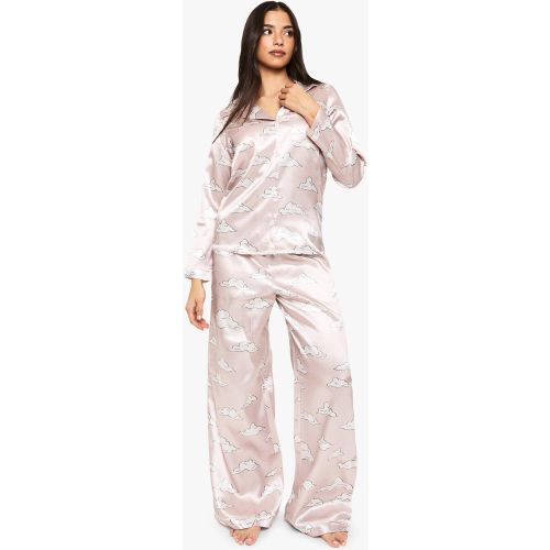 Ensemble De Pyjama Satiné Avec Chemise À Manches Longues Et Pantalon - 34 - boohoo - Modalova