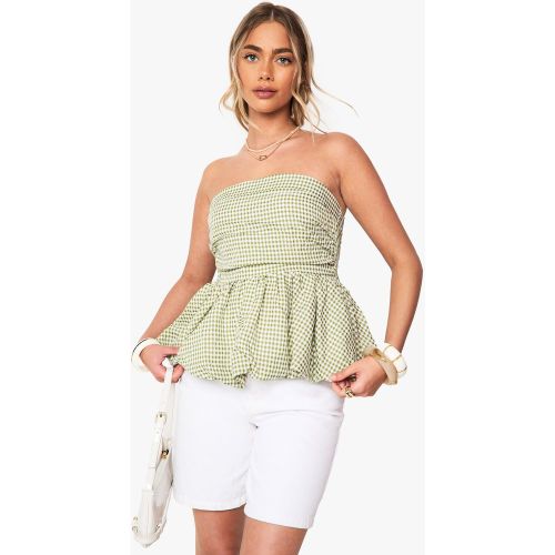 Top Bouffant Volanté À Imprimé Vichy - 34 - boohoo - Modalova