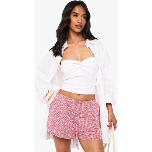Petite" - Short À Broderie Vichy - 34 - boohoo - Modalova