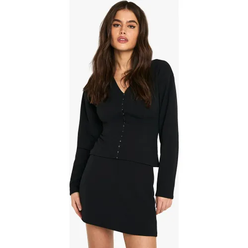 Mini-Jupe Droite - Noir - 34, Noir - boohoo - Modalova