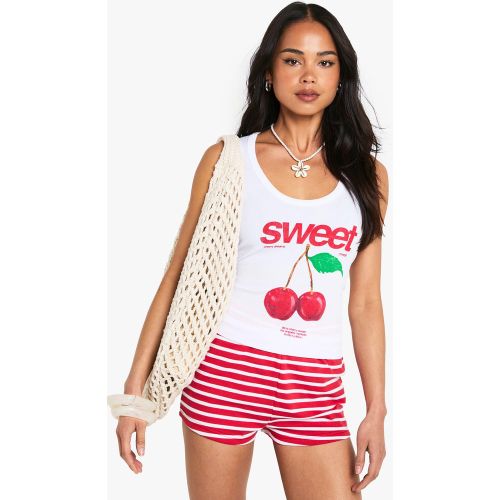 Débardeur Côtelé À Imprimé Sweet Cherry - S - boohoo - Modalova
