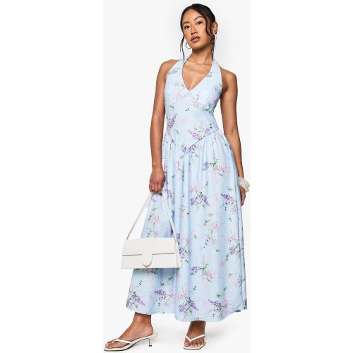 Robe Longue Fleurie À Décolleté Plongeant - 36 - boohoo - Modalova