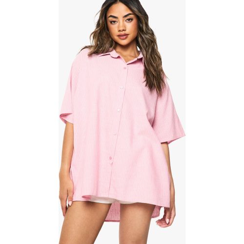Chemise De Pyjama Rayée En Coton - 34 - boohoo - Modalova