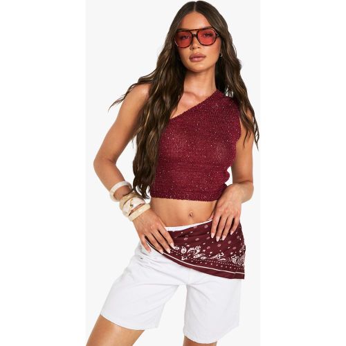 Top Asymétrique Pailleté En Maille - S - boohoo - Modalova