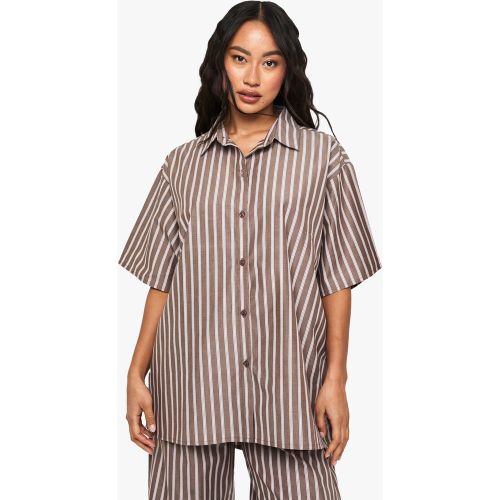 Chemise De Pyjama Oversize Rayée En Coton À Manches Courtes - 34 - boohoo - Modalova