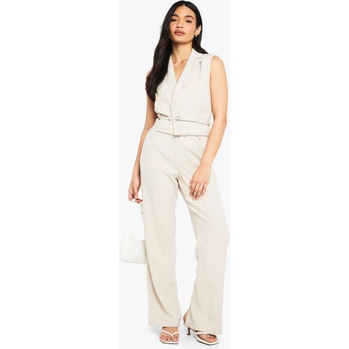 Belted Wide Leg Trousers - 36 - boohoo - Modalova